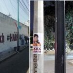 Los aspirantes a la candidatura de Morena para la Jefatura de Gobierno, Clara Brugada y Omar García Harfuch tapizaron la Ciudad de México con pintas en bardas, fotografías pegadas en postes y lonas. FOTOS: X / @JoeCast84 y @Nevyt01