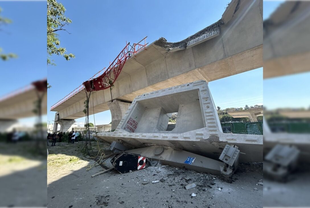 Primero colapsó el Metro capitalino, que cobró la vida de 26 personas, y este martes, se desplomó parte del Tren Interurbano México-Toluca “El Insurgente”, aún en construcción. Pareciera que las obras viales son el punto débil de la 4T. FOTO:  Alcaldía ÁO