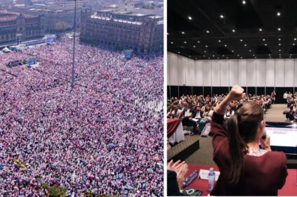 Este domingo, actores políticos en la CDMX ocuparon espacios importantes en las redes sociales para expresar apoyos según sus intereses: los opositores, en favor de la Marcha por la Democracia; los morenistas, en pro del registro de Claudia Sheinbaum como candidata a la Presidencia de la república. FOTOS: X / Amado Avendaño – X / Sheinbaum