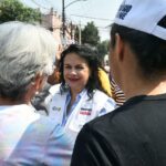 La candidata a la alcaldía por Azcapotzalco de la Alianza Va X México, Margarita Saldaña Hernández rechazó las acusaciones de que la administración que ella encabezó antes de pedir licencia y la actual con Miguel Ángel Ocano estén cobrando derecho de piso a los comerciantes ambulantes para su campaña. FOTO: Especial