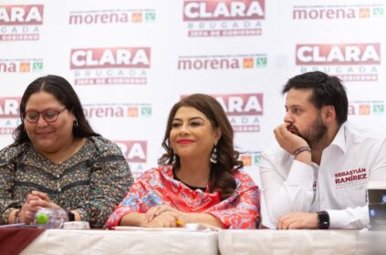 La candidata a la Jefatura de Gobierno, Clara Brugada dijo que la prohibición del Instituto Electoral de la Ciudad de México (IECM) de que continúen hablando del tema del “cartel inmobiliario” y lo relacionen con un delito son excesivas. FOTO: Especial