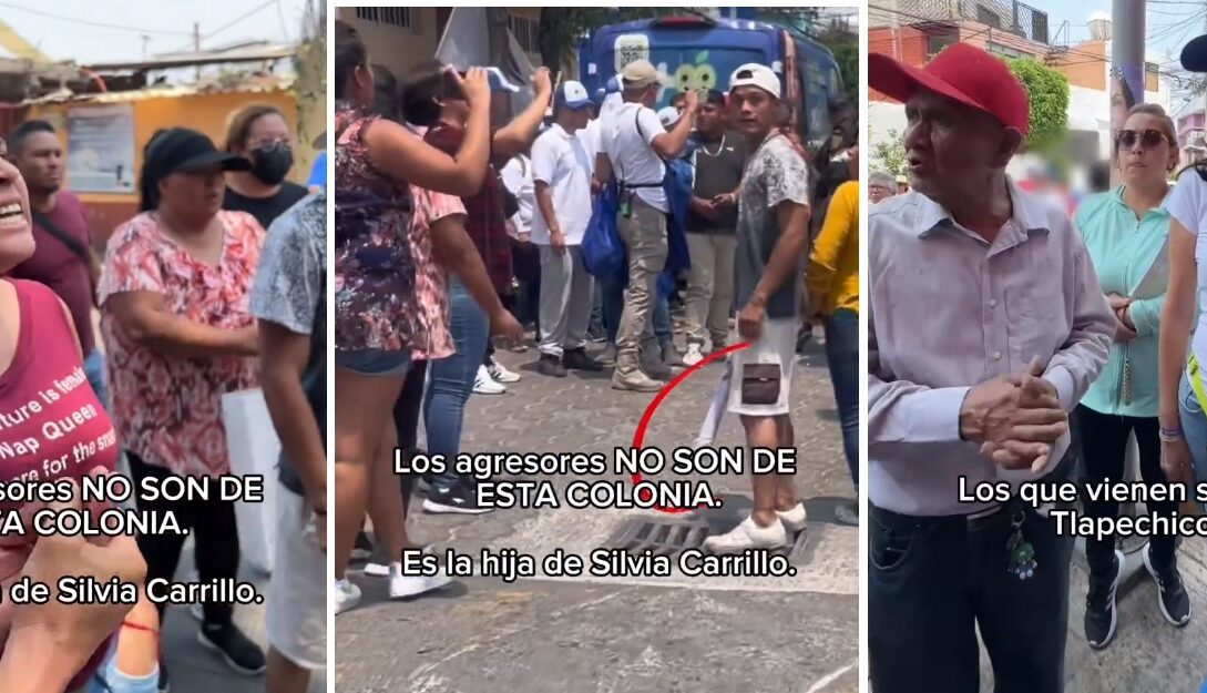 Invasores de la Barranca de Tlapechico invadieron la campaña de Lía Limón durante un recorrido por la colonia Margarita Maza de Juárez. Los agresores, identificados con el grupo de Silvia Carrillo, lanzaron huevos y agredieron verbalmente a vecinos, a la candidata y a su equipo. FOTO: Especial