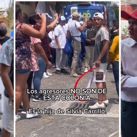 Invasores de la Barranca de Tlapechico invadieron la campaña de Lía Limón durante un recorrido por la colonia Margarita Maza de Juárez. Los agresores, identificados con el grupo de Silvia Carrillo, lanzaron huevos y agredieron verbalmente a vecinos, a la candidata y a su equipo. FOTO: Especial