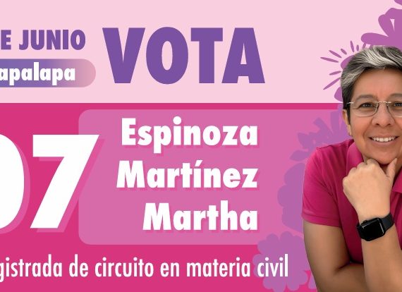Martha Espinoza Martínez, candidata a magistrada de circuito en materia civil por el Distrito 01 de Iztapalapa, identificada en boleta rosa con el número 07, propone impulsar la creación de un organismo civil, apartidista, ciudadano, para regular la actividad de los abogados en el país y así la justicia funcione.