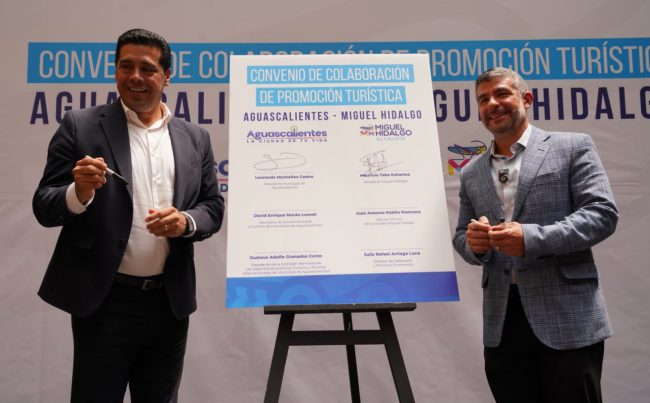 A través de un Convenio de Colaboración de Promoción Turística, la alcaldía Miguel Hidalgo y el municipio de Aguascalientes, estrecharon lazos para dar inicio a un intercambio turístico, cultural y comercial en beneficio de los habitantes de ambas entidades. FOTOS: Especial