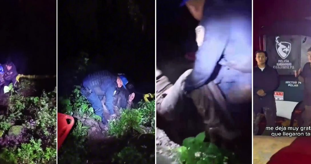 Autoridades y ciudadanos de la demarcación territorial Cuajimalpa reconocieron el trabajo de la Policía Guardabosques, pues a unos días de haber iniciado operaciones rescataron a dos personas que se encontraban atrapadas en una barranca de aproximadamente 10 metros de profundidad, en el Desierto de los Leones. FOTOS: Tomada de video en RRSS