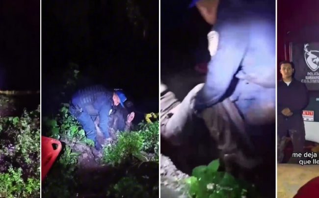 Autoridades y ciudadanos de la demarcación territorial Cuajimalpa reconocieron el trabajo de la Policía Guardabosques, pues a unos días de haber iniciado operaciones rescataron a dos personas que se encontraban atrapadas en una barranca de aproximadamente 10 metros de profundidad, en el Desierto de los Leones. FOTOS: Tomada de video en RRSS
