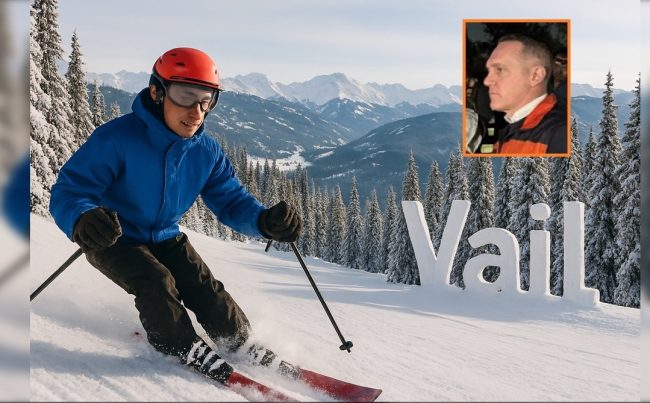 “¿Dónde te agarró el temblor?”, dice la popular canción de Chico Ché? Al director general del Metro, Adrián Rubalcava, nos afirman, lo agarró esquiando en Vail, Colorado, Estados Unidos. FOTO: genérica, creada con IA de Copilot / La imagen de Rubalcava evidentemente es sobrepuesta, de archivo.