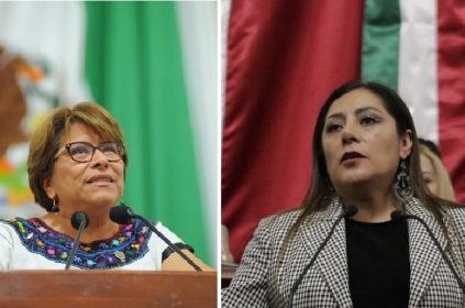 Las diputadas Martha Ávila y Xóchitl Bravo, coordinadora de Morena, tienen su aspiración política. FOTOS: Especial