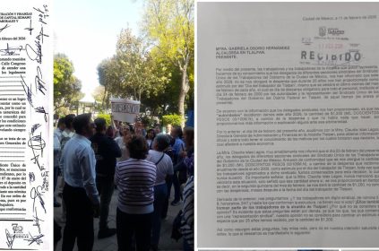 Otra vez, trabajadores de la Alcaldía Tlalpan acusaron a la edil de Morena, Gabriela Osorio de robarles dinero, de a 500 por cada uno de los 4 mil trabajadores, lo que suma 2 millones de pesos. ¿Dónde está el dinero? FOTO: Especial
