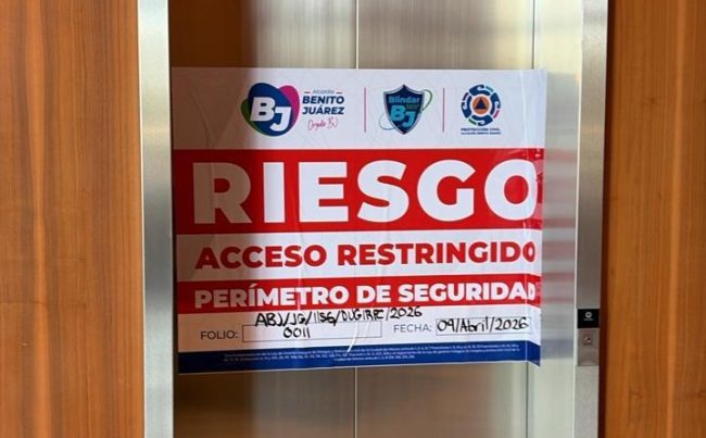 Derivado de los acontecimientos ocurridos el pasado 6 de abril en los elevadores de la Torre Residencial Mítikah, la alcaldía Benito Juárez informa que se procedió a realizar una inspección técnica el martes 7 de abril en la que se determinó restringir la operación de siete elevadores y un montacargas. FOTO: Especial