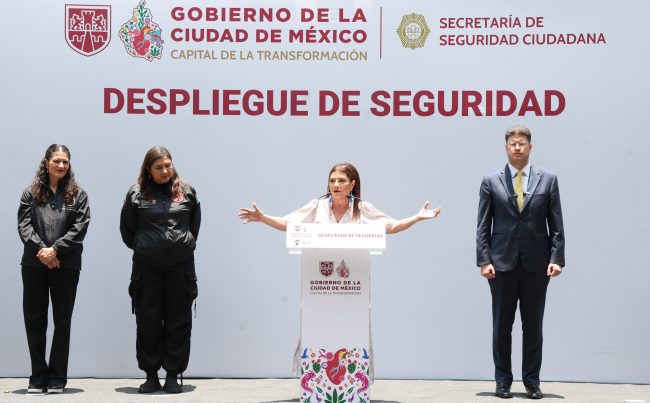 La jefa de Gobierno, Clara Brugada oootra vez salió al rescate de la alcaldesa de Azcapotzalco, Nancy Núñez: encabezó un operativo de seguridad en una de las zonas más críticas de la demarcación territorial: El Rosario. FOTO: Especial