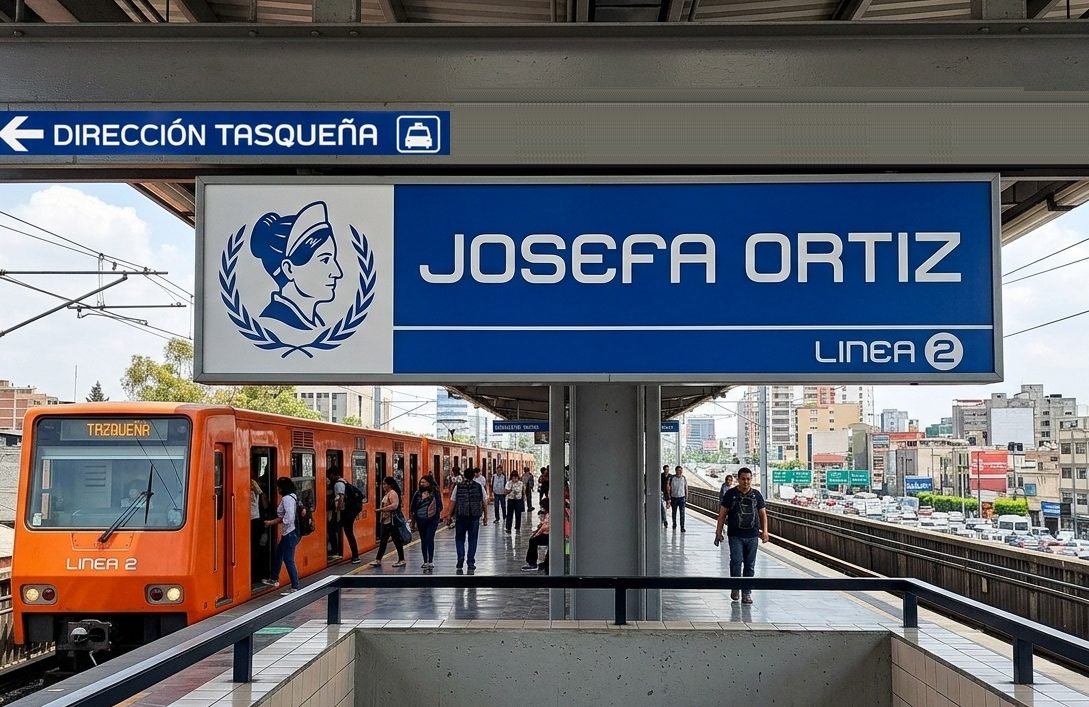 Bien podría concretarse la idea de que le cambien de nombre a la estación Villa de Cortés. Aquí les damos una propuesta de nuevo nombre: estación “Josefa Ortiz”, que le da identidad local, pues a 100 metros se ubica la colonia que lleva ese nombre. FOTO: Render IA Gemini