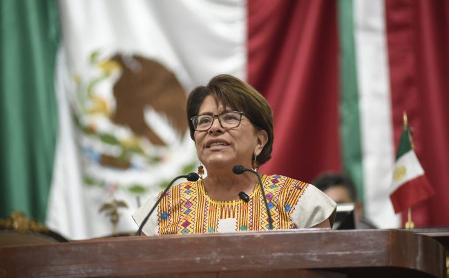 La diputada local de Morena, Martha Ávila, celebró la aprobación de la reforma Constitucional que va a impedir que un gobierno extranjero pueda intervenir en los procesos electorales de México y altere la voluntad popular. FOTO: Especial