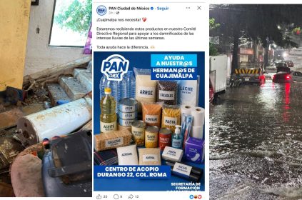 Aunque los diputados del PAN siguen apáticos en apoyar a la gente afectada por las lluvias torrenciales en Cuajimalpa, al menos la dirigencia del PAN ya reaccionó este martes, nueve días después, y se acordó de sus “hermanos” de aquella demarcación (así los llamó). FOTO: Especial
